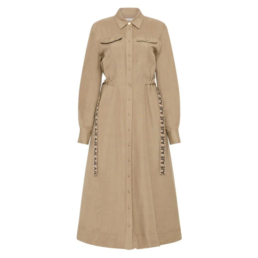 Aje Brown Dress Eternal Logo Midi Dress Clothing Aje Luxury Shoes Aje Brown Dress Eternal Logo Midi Dress Clothing Aje Luxury Shoes