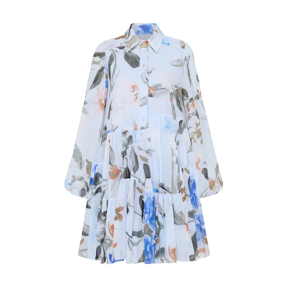 Aje Blue Dress Georgia Smock Mini Dress Clothing Aje Luxury Shoes Aje Blue Dress Georgia Smock Mini Dress Clothing Aje Luxury Shoes