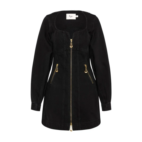 Aje Black Dress Willa Denim Mini Dress Clothing Aje Luxury Shoes 