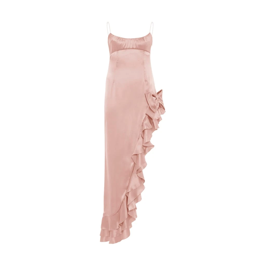 Laminated Silk Evening Dress With Volant Laminated Silk Evening Dress With Volant Clothing Alessandra Rich Luxury Shoes Laminated Silk Evening Dress With Volant Laminated Silk Evening Dress With Volant Clothing Alessandra Rich Luxury Shoes