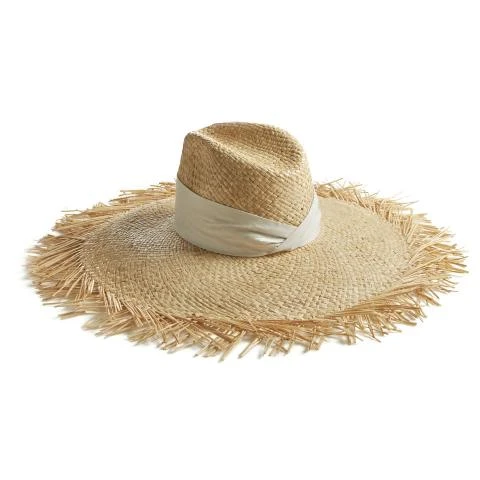 Montegallo-Big-Fringe-White-Band-Straw-Hat Straw Hats