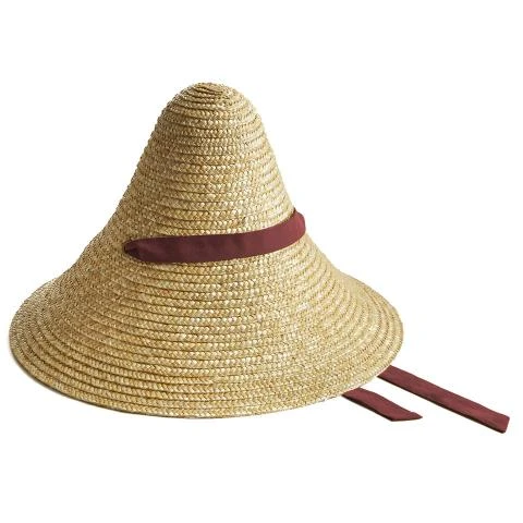 Montegallo-Cone-Bordeaux-Ribbon-Straw-Hat Cone Bordeaux Ribbon Straw Hat