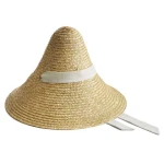 Montegallo-Cone-White-Ribbon-Straw-Hat Cone White Ribbon Straw Hat