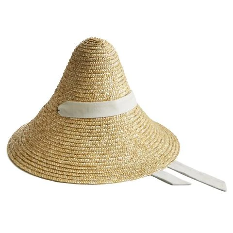 Montegallo-Cone-White-Ribbon-Straw-Hat Cone White Ribbon Straw Hat