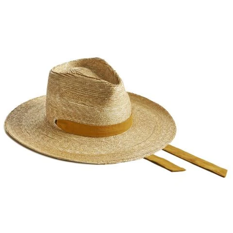 Montegallo-Lady-Bogart-Mustard-Ribbon-Straw-Hat Straw Hats