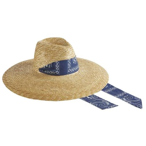 Montegallo-Liberty-Blue-Bandana-Ribbon-Straw-Hat Straw Hats