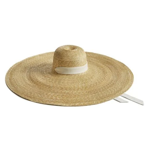 Montegallo-Rossella-White-Ribbon-Straw-Hat Straw Hats