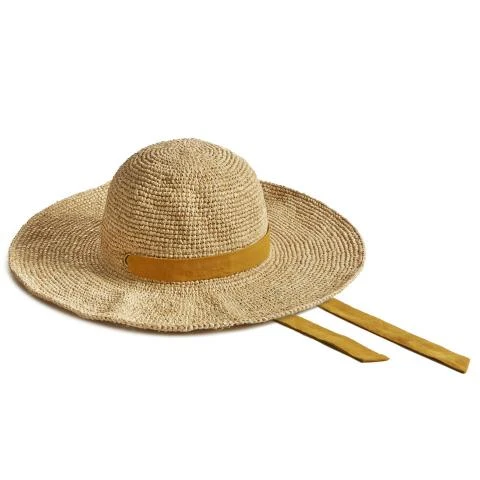Montegallo-Travel-Mustard-Ribbon-Straw-Hat Straw Hats