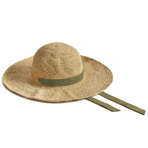 Montegallo-Travel-Olive-Green-Ribbon-Straw-Hat Straw Hats