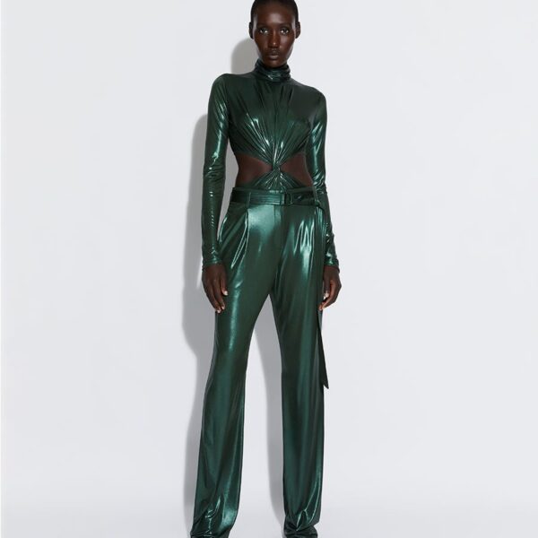 Lapointe Shiny Jersey Turtleneck Bodysuit