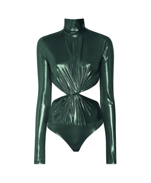 Lapointe Shiny Jersey Turtleneck Bodysuit
