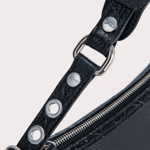 By Far Gib Black Croco and Flat Grain Leather bag bag