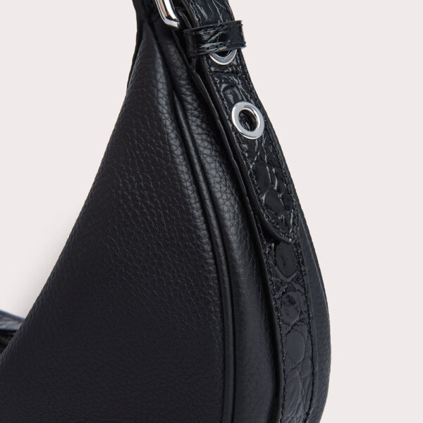 By Far Gib Black Croco and Flat Grain Leather bag bag