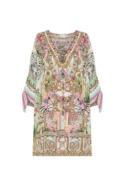 Camilla Tie Sleeve Short V Neck Kaftan37365 nobg Camilla Tie Sleeve Short V Neck Kaftan37365 nobg