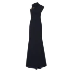 Carla Zampatti Black satin dress long dress90207 nobg Carla Zampatti Black satin dress long dress90207 nobg
