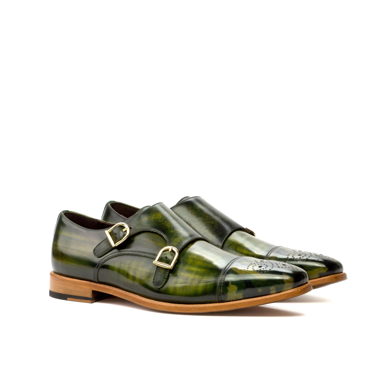 Green Double Monk Shoe Green Double Monk Shoe