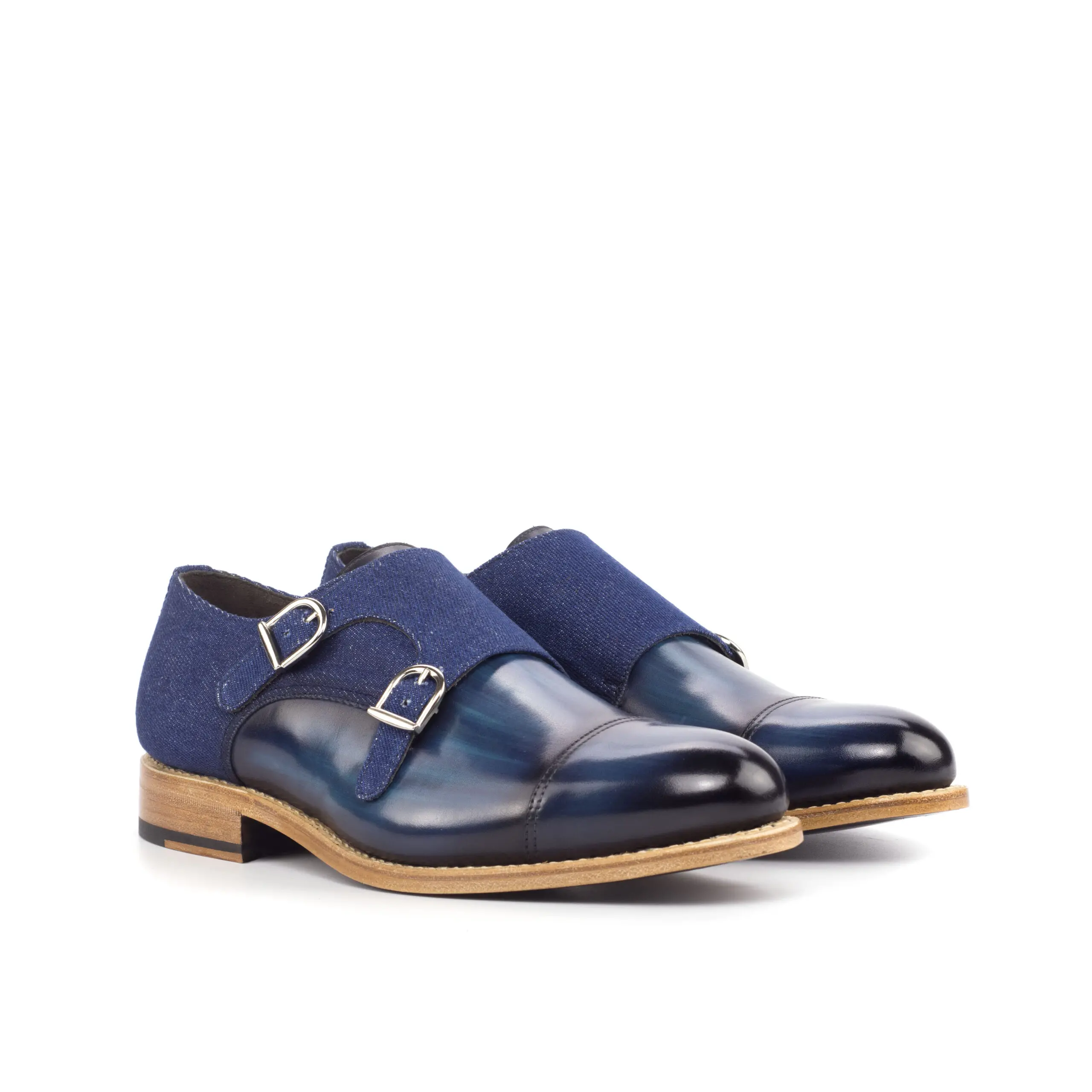 Blue Double Monk Shoe Blue Double Monk Shoe