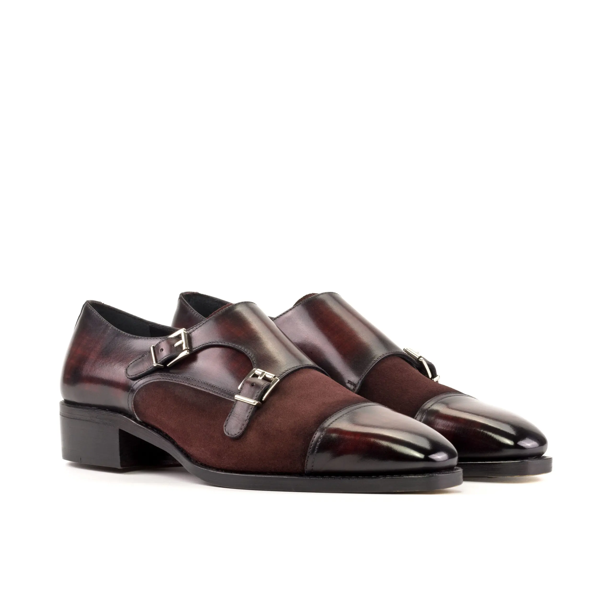 Suede Burgundy double monk shoe Suede Burgundy double monk shoe