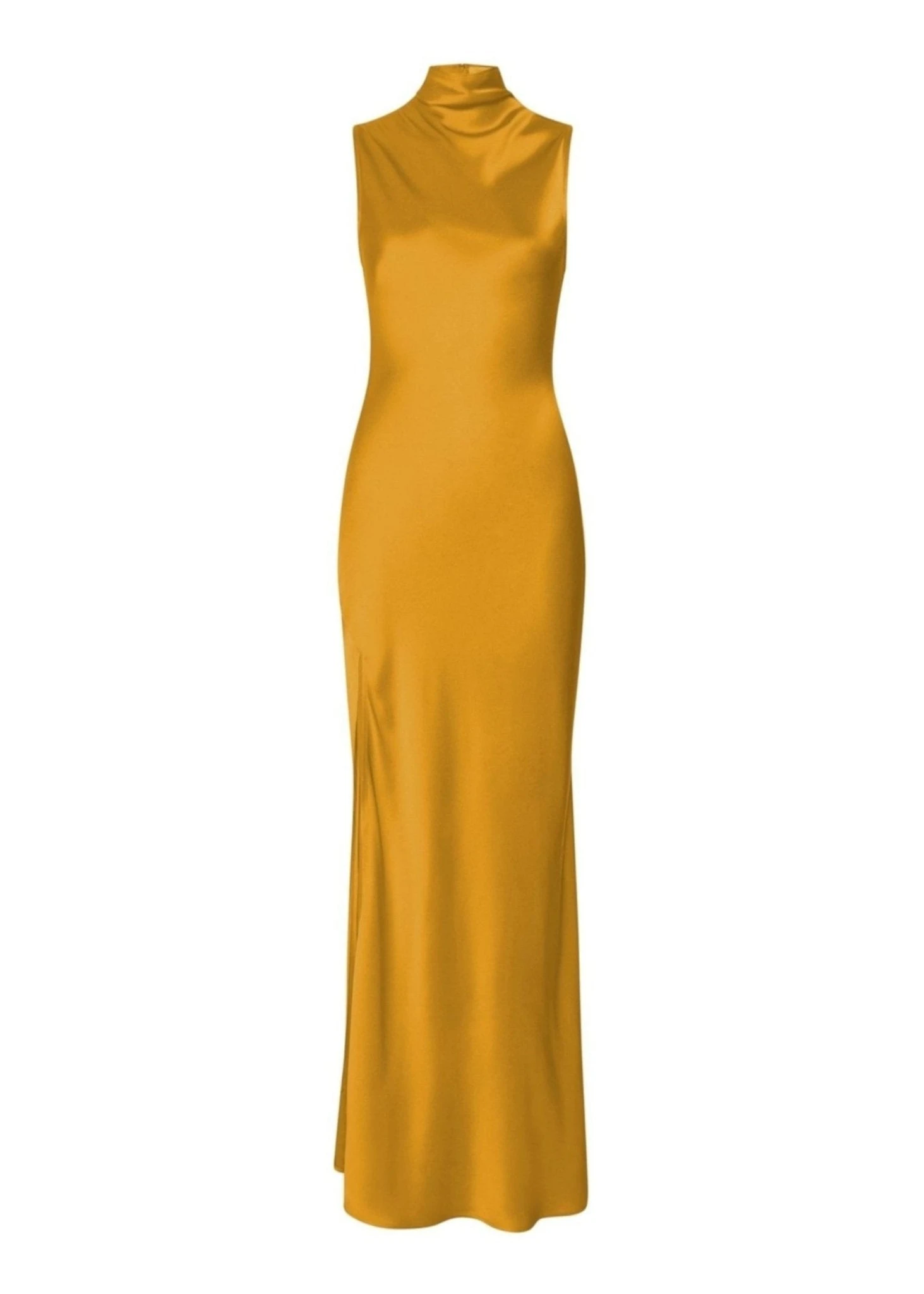 Lapointe-Satin-Drape-Neck-Sleeveless-Dress Lapointe Satin Drape Neck Sleeveless Dress