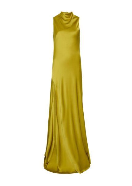 Lapointe Satin Drape Neck Sleeveless Gown