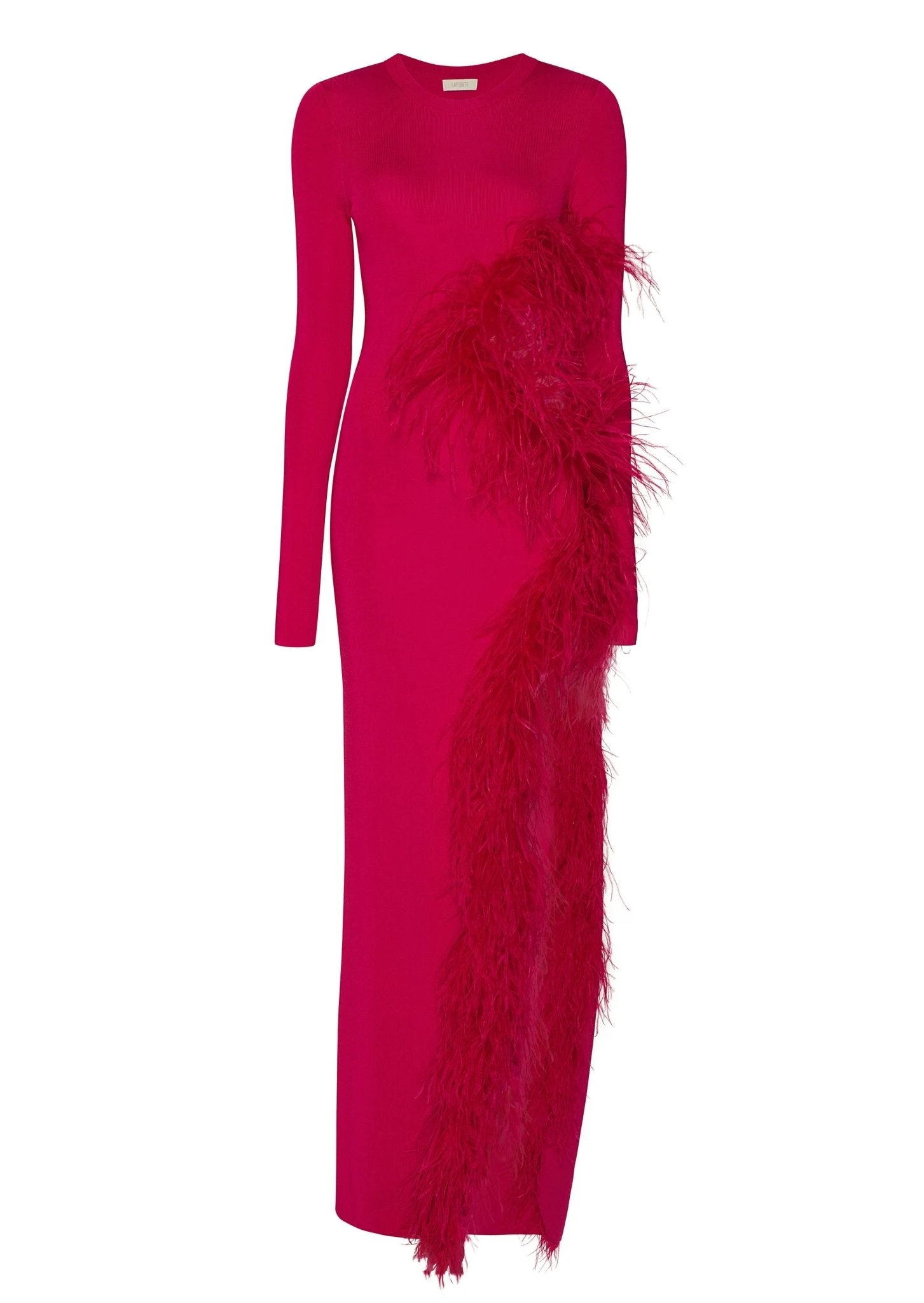 Lapointe-Shiny-Viscose-Cut-Out-Dress-With-Feathers Lapointe Shiny Viscose Cut-Out Dress With Feathers