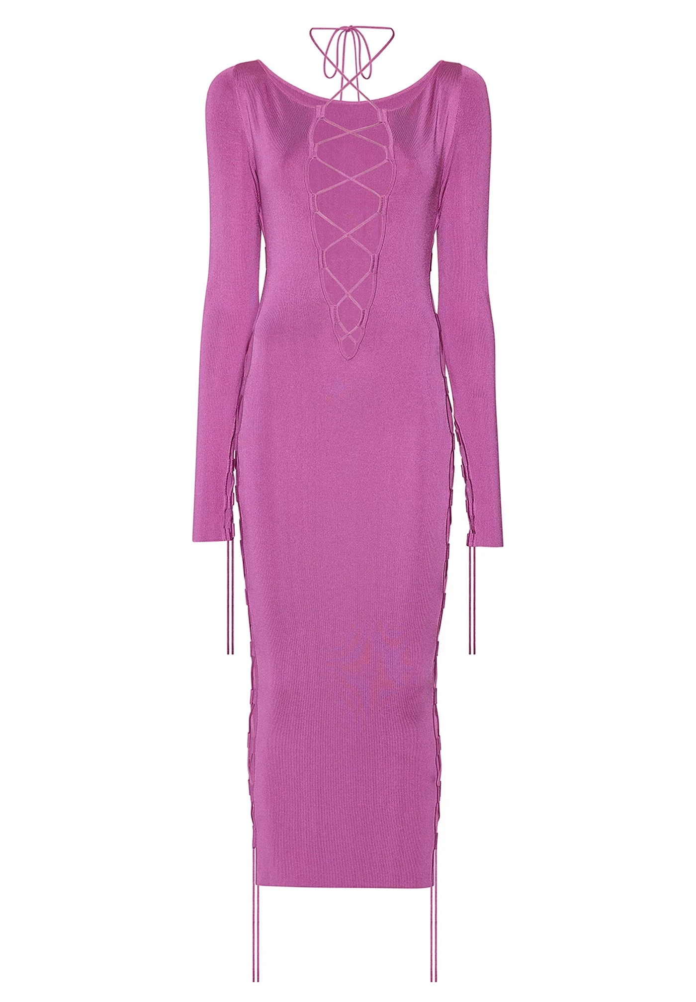 Lapointe-Shiny-Viscose-Longsleeve-Lace-Up-Dress Lapointe Shiny Viscose Longsleeve Lace Up Dress