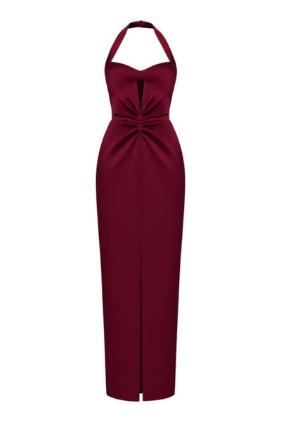 Rasario Corset Velvet And Polka-Dot Mesh Draped Maxi Dress