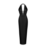 Rasario-Satin-Draped-Long-Midi-Dress-With-A-Cutout Rasario Satin Draped Long Midi Dress With A Cutout