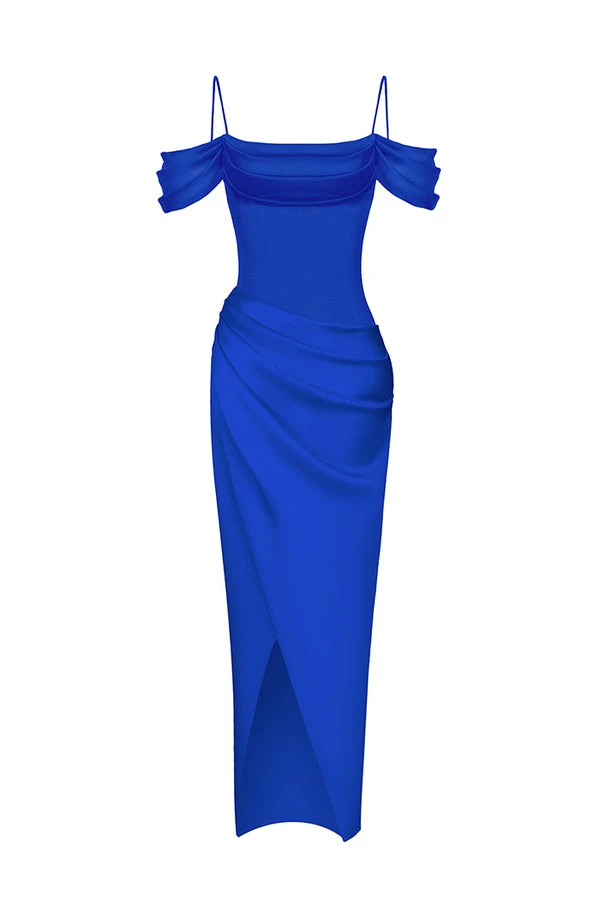 Rasario-Velvet-Draped-Maxi-Dress-With-An-Opened-Back Rasario Velvet Draped Maxi Dress With An Opened Back