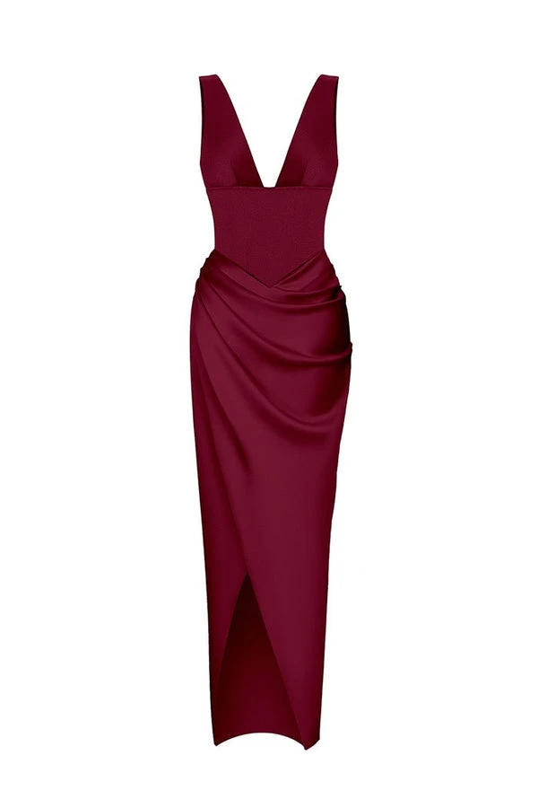 Rasario-Velvet-Maxi-Dress-With-A-Side-Slit Rasario Velvet Maxi Dress With A Side Slit