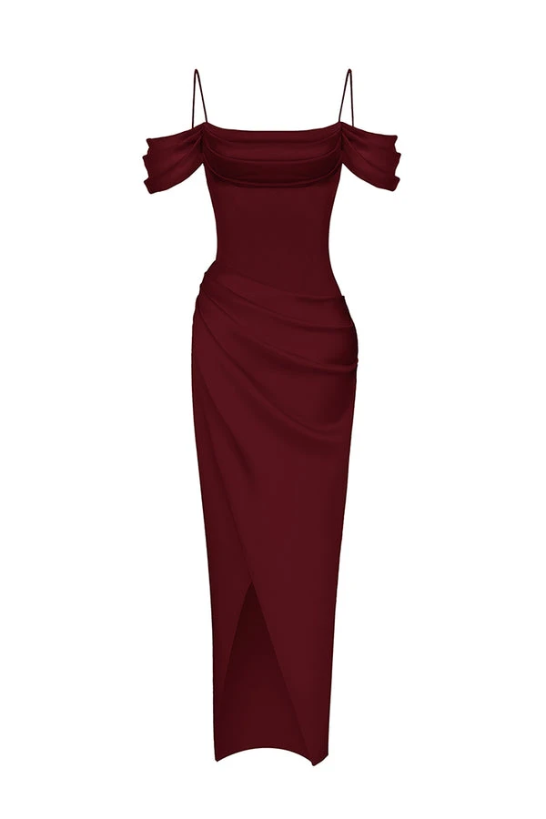 Rasario-Velvet-Maxi-Dress-With-A-Side-Slit Rasario Velvet Maxi Dress With A Side Slit
