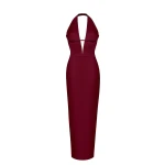 Rasario-Velvet-Maxi-Feather-Trimmed-Dress-With-A-Side-Slit Rasario Velvet Maxi Feather-Trimmed Dress With A Side Slit