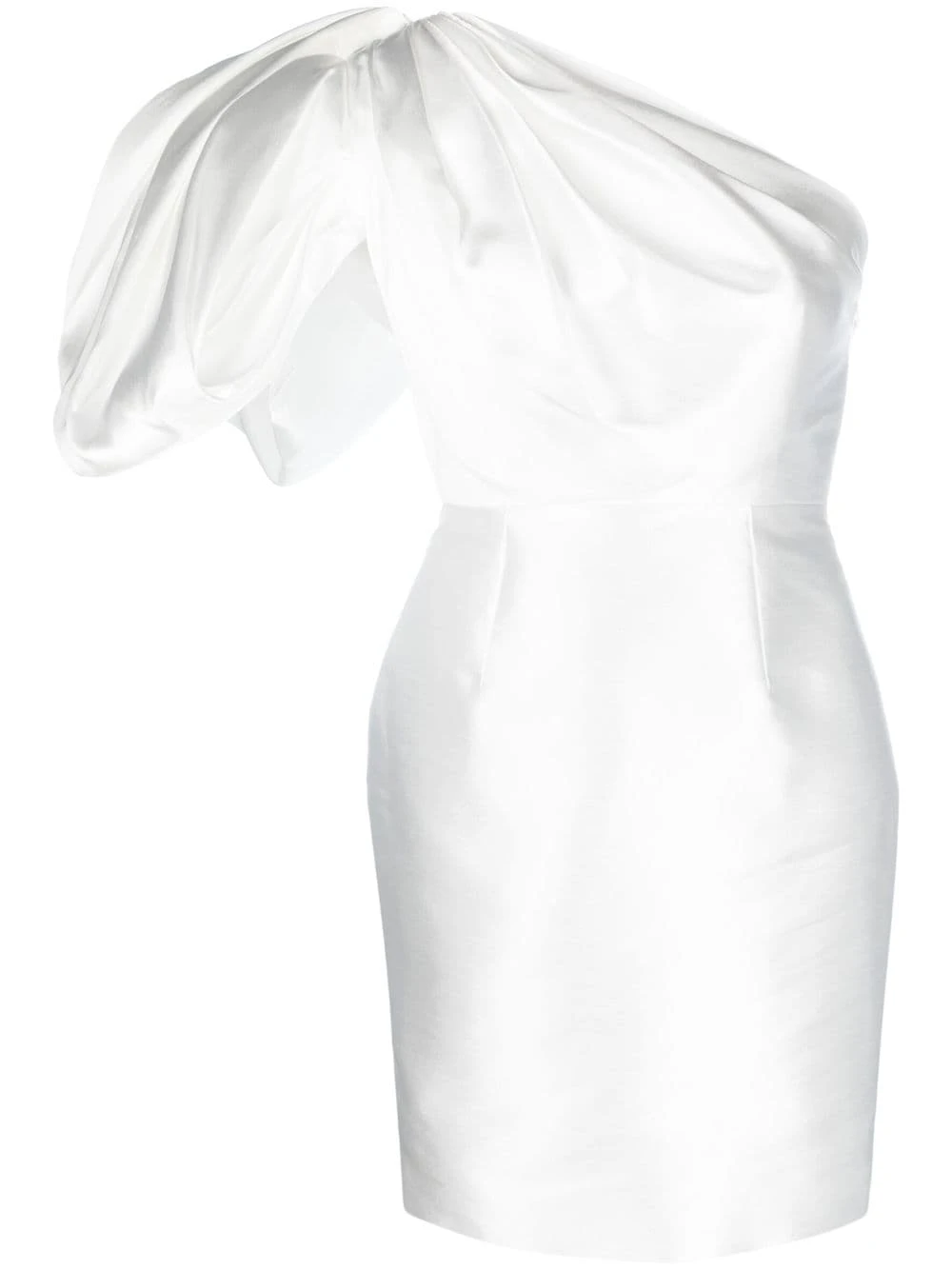 Solace-London-Hayes-one-shoulder-puff-sleeve-minidress Solace London White Hayes one-shoulder puff-sleeve minidress