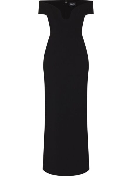 Solace London Black Marlowe off-shoulder dress