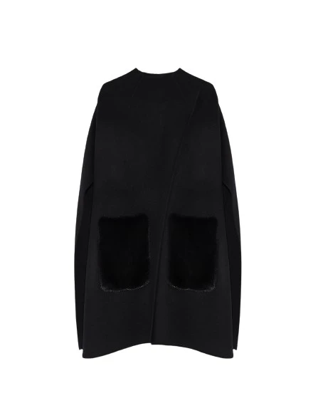 Yves Salomon Cashmere Wool Cape With Mink Fur28712 nobg Yves Salomon Cashmere Wool Cape With Mink Fur28712 nobg