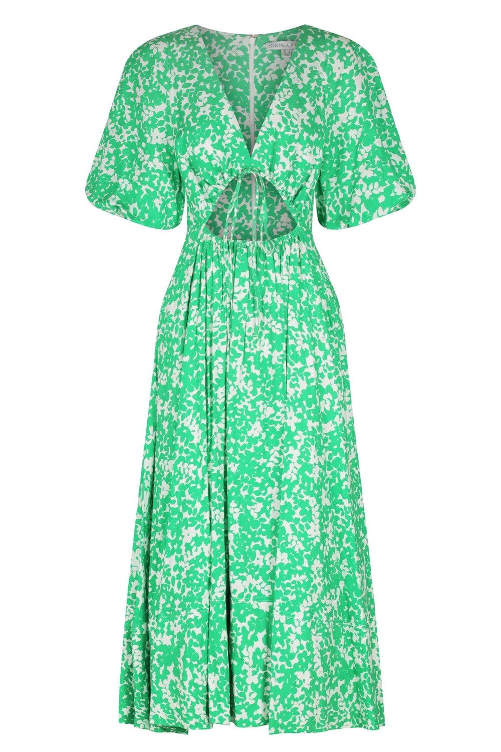 Shona-Joy-Arosa-Linen-Short-Sleeve-Cut-Out-Midi-Dress Shona Joy dress