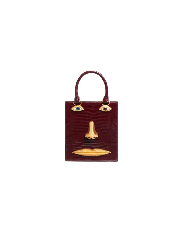Schiaparelli Mini Anatomy Jewelry Bag in Brown Lizard Leather Schiaparelli Mini Anatomy Jewelry Bag in Brown Lizard Leather front view