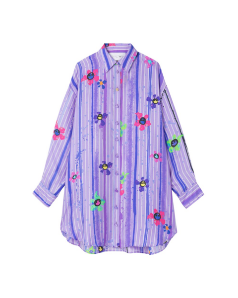 AZ FACTORY Silk Twill Shirt Dress Splash Purple33891 nobg