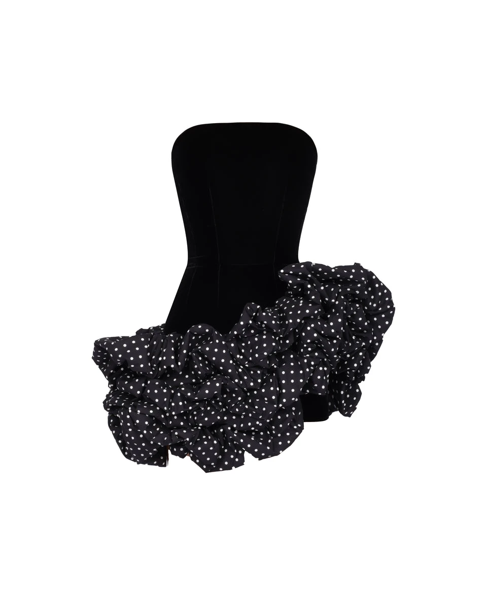 Alexandre-Vauthier-Strapless-velvet-mini-dress-with-polka-dot Alexandre Vauthier dress
