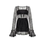 Milla Alluring semi-transparent lace mini dress in black Milla dress
