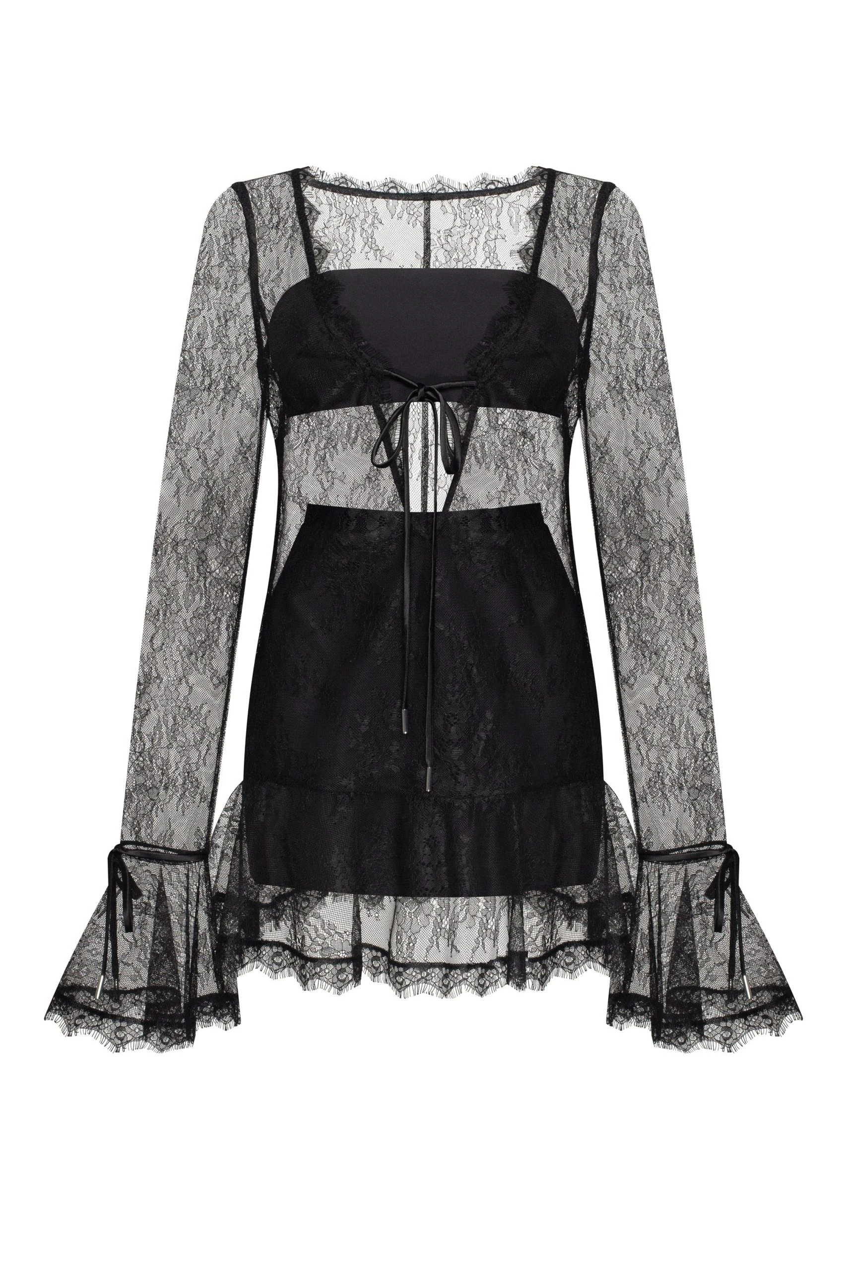Milla Alluring semi-transparent lace mini dress in black Milla dress