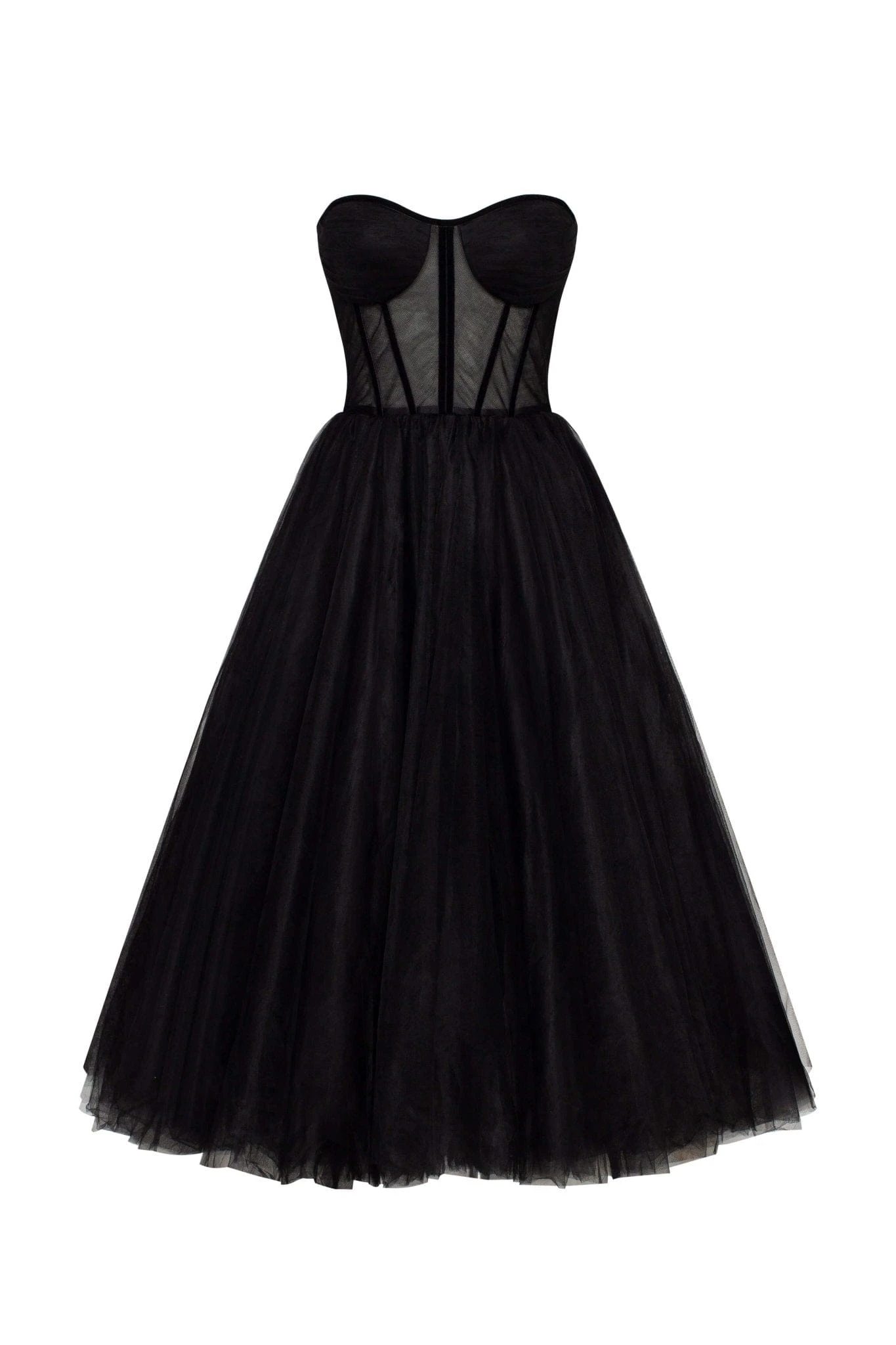Milla Black Strapless Puffy Midi Tulle Dress Milla dress
