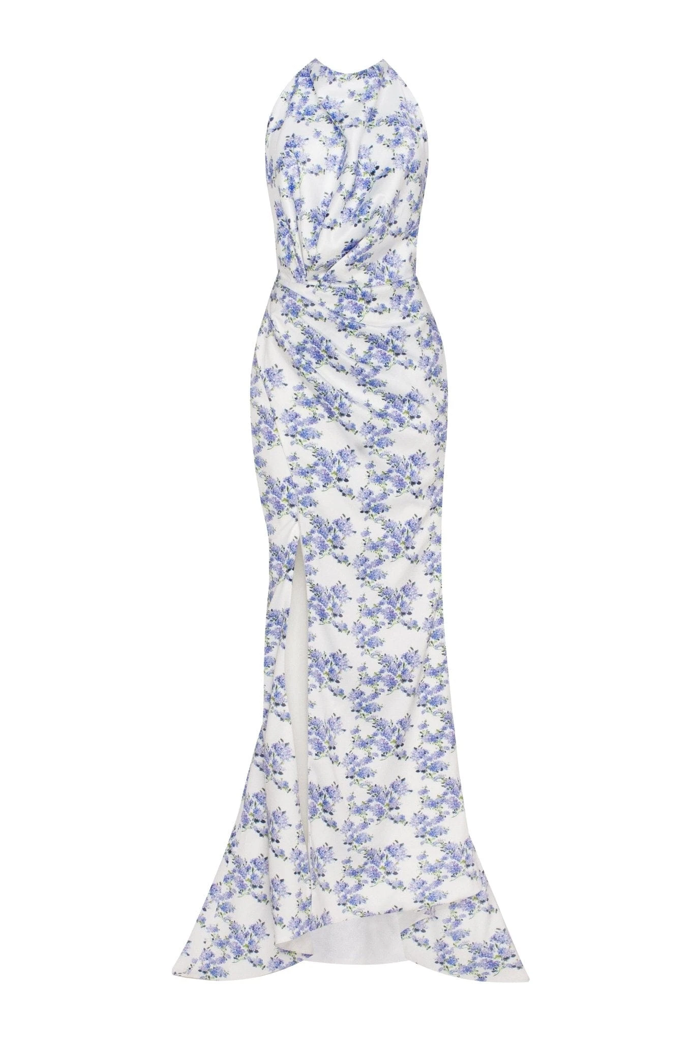 Milla Blue Hydrangea mock neck sleeveless evening dress Milla dress