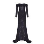 Milla Elegant black off-the-shoulder sparkling maxi dress Milla dress