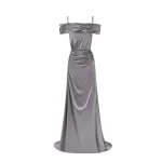 Milla Elegant silver off-the-shoulder silk maxi dress Milla dress