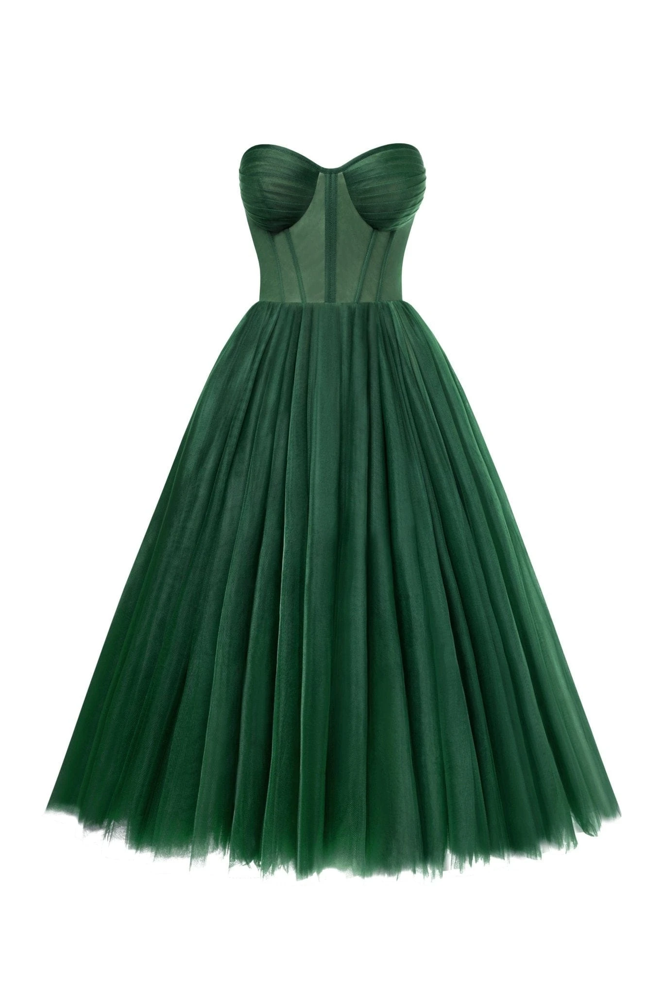 Milla Emerald Green Strapless Puffy Midi Tulle Dress Milla dress