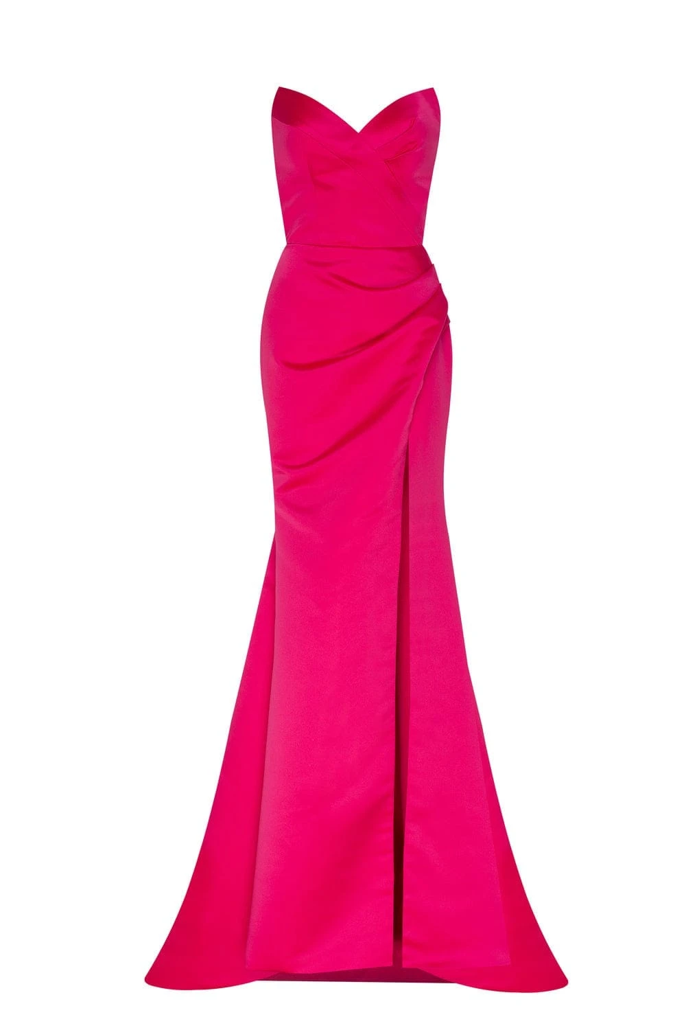 Milla Fuchsia Strapless evening gown with thigh slit Milla dress