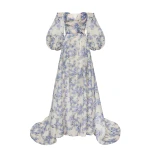 Milla Hydrangea Elegant floral puff sleeve maxi dress Milla dress