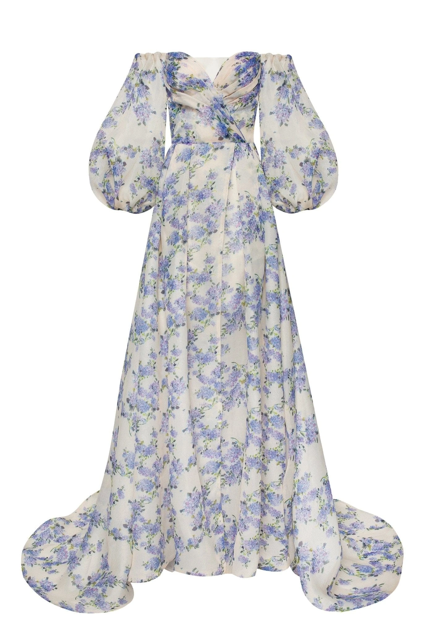 Milla Hydrangea Elegant floral puff sleeve maxi dress Milla dress