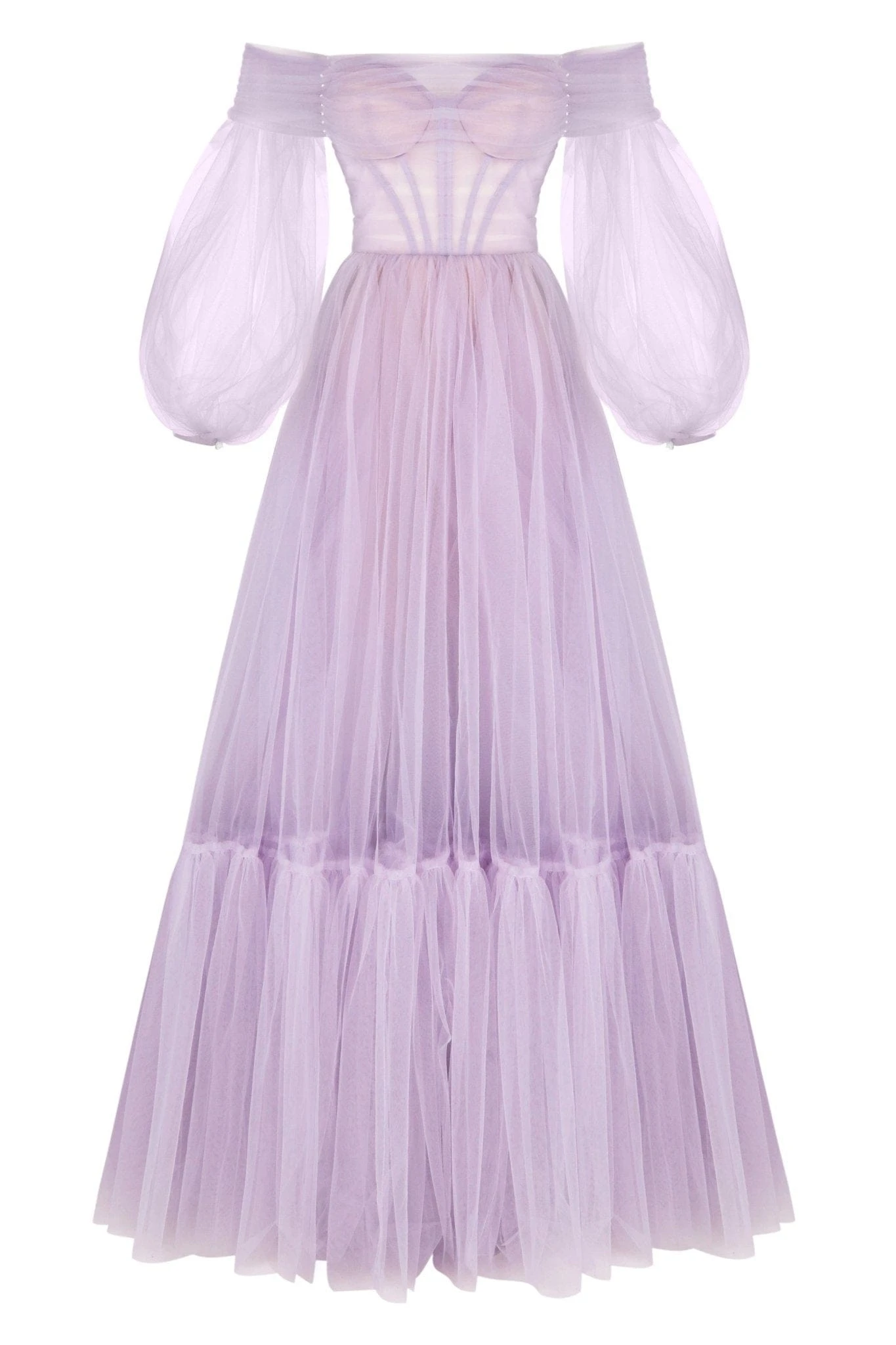 Milla Lavender Sheer Sleeves Maxi Tulle Dress Milla dress